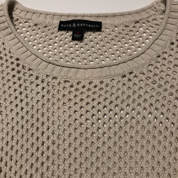 Rock and Republic cream color crochet sweater med. - Picture 2 of 7